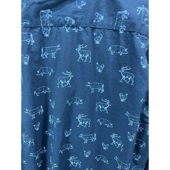 VSTR Premium Mens Blue Button Long Sleeve Shirt Butcher Print Large - Picture 8 of 12